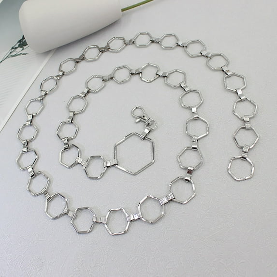 TANGNADE Womens Belts For Dresses Women Adjustment Small Fragrance Thin Belt Sweet Chain Belt Silver