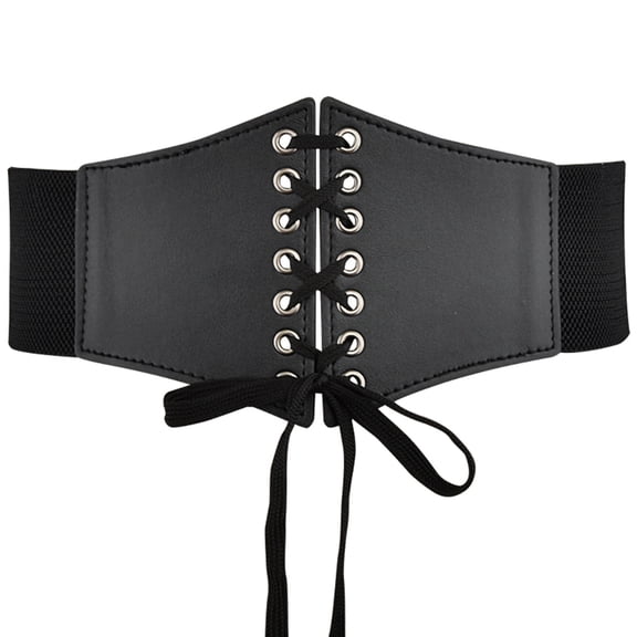 TANGNADE Womens Belts For Dresses Women Corset Belt Wide Leather Waist Elastic Waistband Belt Black