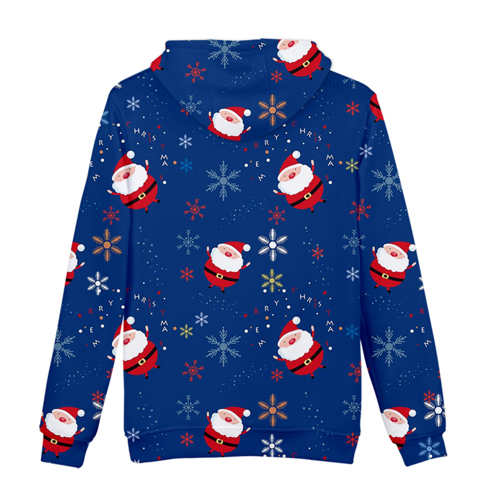 Pre-Owned TANGON Christmas 3D Printed Hooded Plush Sweater Men's Drawstring Top