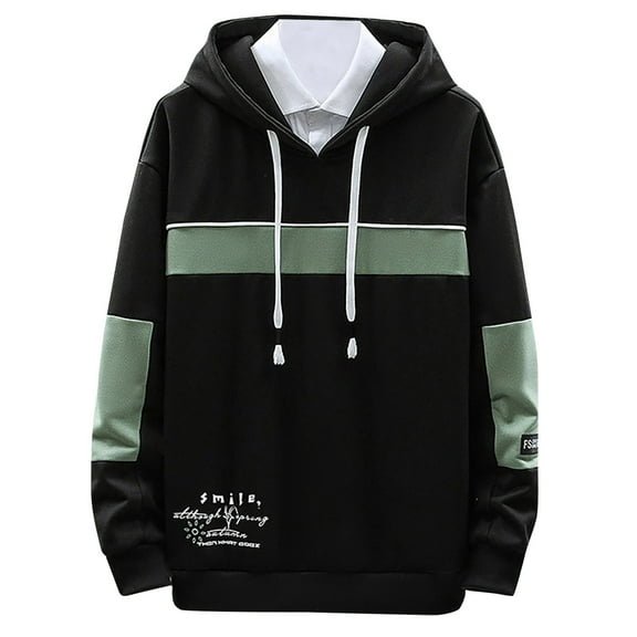 TANGON Men's Autumn And Winter Hooded Multicolor Stitching Pullover Sweater Trendy Jacket