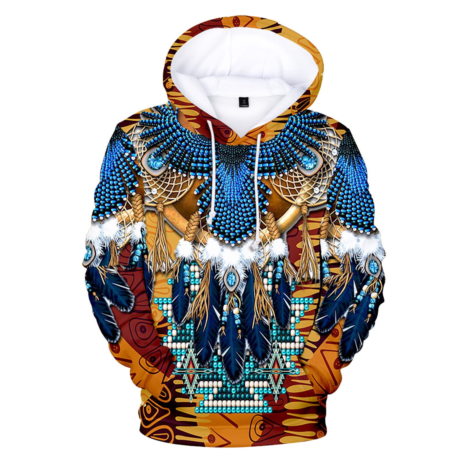 Pre-Owned TANGON Men's Fashion Ethnic Style 3D Digital Hooded Sweatshirt