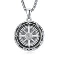 thumbnail image 1 of TANGPOET 925 Sterling Silver Compass Necklace Gifts for Men, Black, 1 of 5