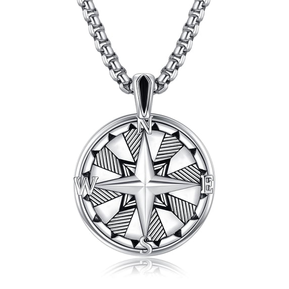 TANGPOET 925 Sterling Silver Compass Necklace for Men