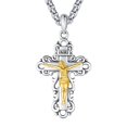 thumbnail image 1 of TANGPOET 925 Sterling Silver Cross Crucifix Pendant Necklace for Men Women Saint Medal Christian Religious Necklace for Men Vintage Crucifix Cross Jesus Gold Plated, 1 of 7