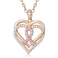 thumbnail image 1 of TANGPOET 925 Sterling Silver Heart Pendant Necklace for Women, Rose Gold Plated Pink White Zircon Jewelry, 1 of 5