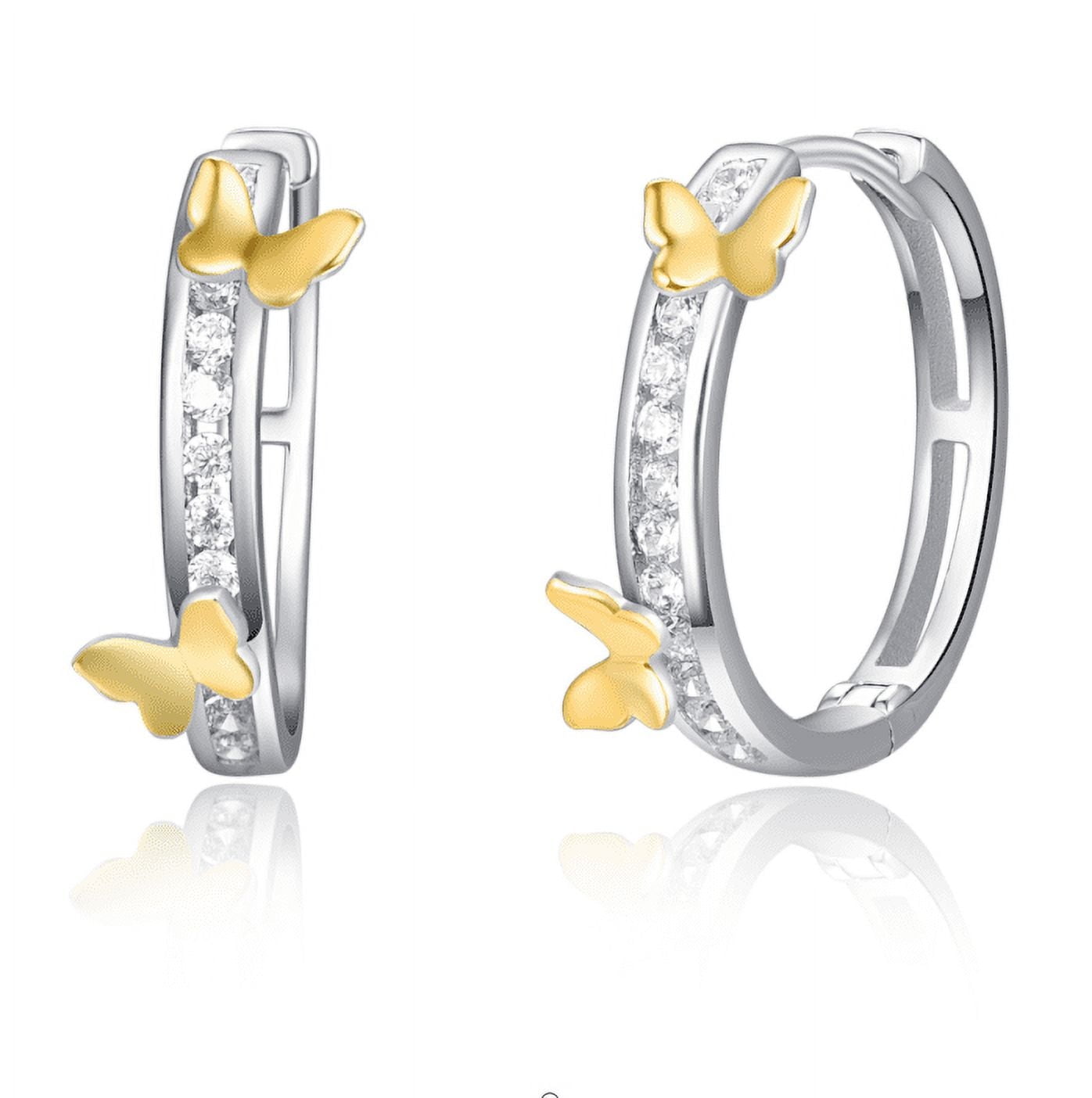 TANGPOET 925 Sterling Silver Hoop Earrings Butterfly Huggie Earrings for Women Hypoallergenic Earrings Butterfly Jewelry Gifts for Women