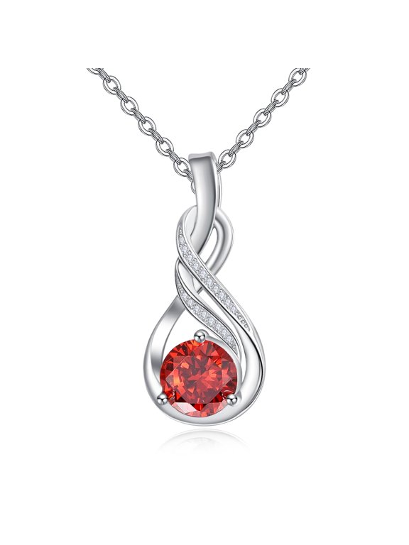 925 Sterling Silver Infinity Birthstone Necklace, January