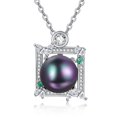 thumbnail image 1 of TANGPOET 925 Sterling Silver Spuare Black Pearl Necklace for Women, 1 of 5