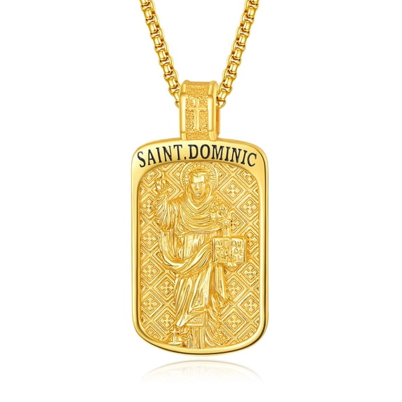 TANGPOET 925 Sterling Silver St Dominic Necklace for Men, Gold Plated