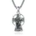 thumbnail image 1 of TANGPOET 925 Sterling Silver St. Francis Celtic Cross Necklace for Men, 1 of 5