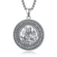 thumbnail image 1 of TANGPOET 925 Sterling Silver St Francis of Assisi Necklace for Men, 1 of 5