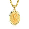 thumbnail image 1 of TANGPOET 925 Sterling Silver St Michael Medal Necklace 24K Gold Plated, 1 of 5
