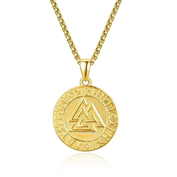 TANGPOET 925 Sterling Silver Valknut Viking Runes Necklace for Men & Women
