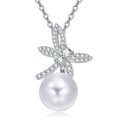 thumbnail image 1 of TANGPOET 925 Sterling Silver White Pearl Dragonfly Necklace for Women, 1 of 5