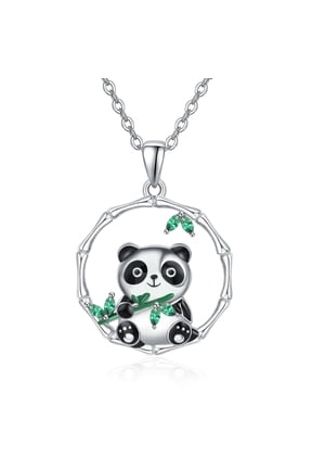 925 Sterling Silver Women Panda Necklace Panda Pendant Panda Jewelry Gifts for Women Family Her Panda Lover Cute