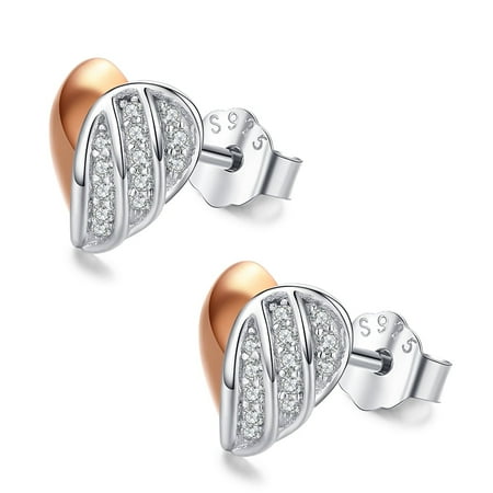 TANGPOET Angel Wing Earring 925 Sterling Silver Earrings Studs for Women Sensitive Ears Jewelry Gifts