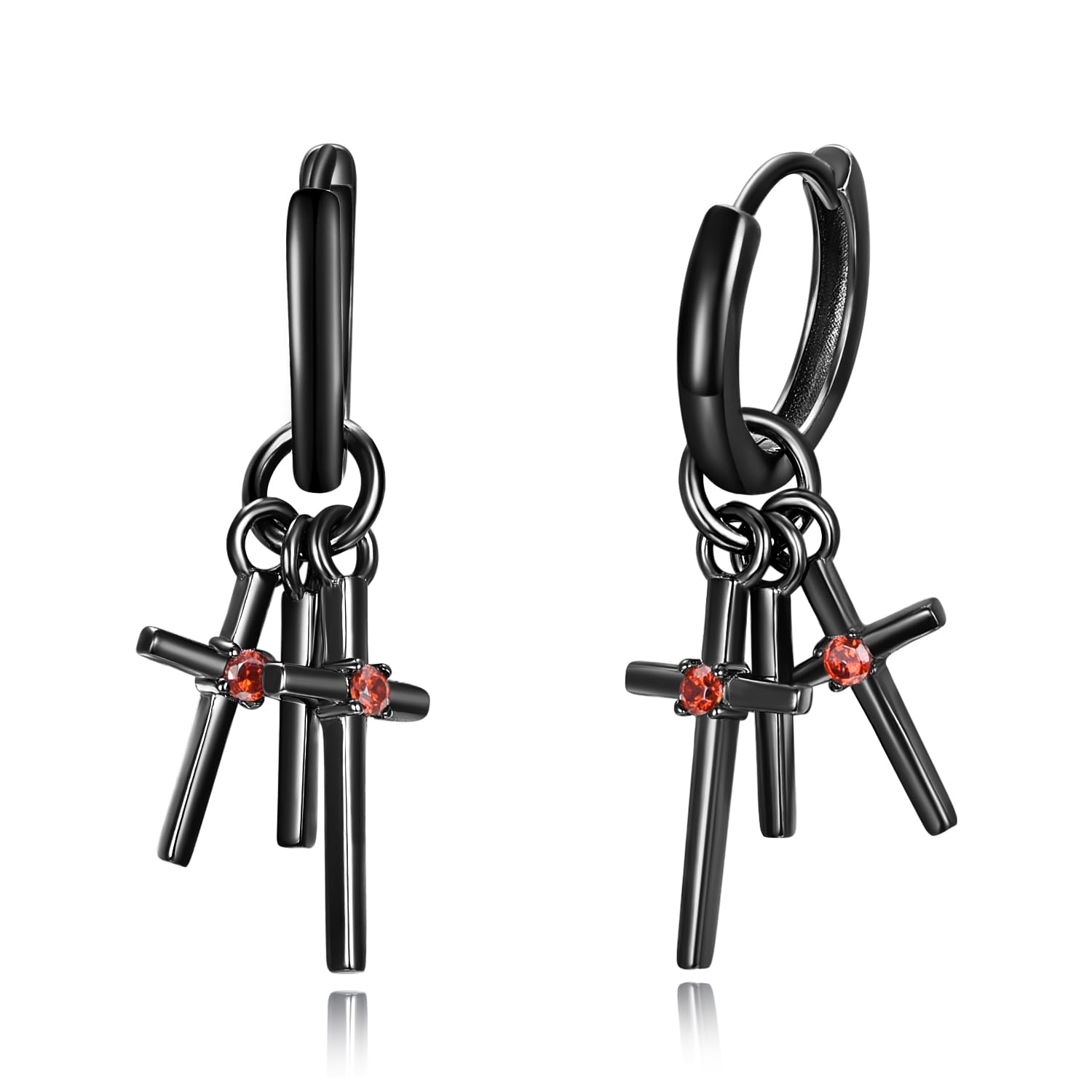 Black Earring Hypoallergenic Earrings for Men Cross Dangle Earrings