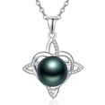 thumbnail image 1 of TANGPOET Black Pearl Celtic Heart Necklace for Women 925 Sterling Silver Tahitian Black Pearl Celtic Heart Jewelry Wedding Anniversary everyday Birthday Gifts for Women Wife Her Mom Mother, 1 of 5