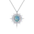 thumbnail image 1 of TANGPOET Blue Opal Sun Necklace for Women 925 Sterling Silver, 1 of 5