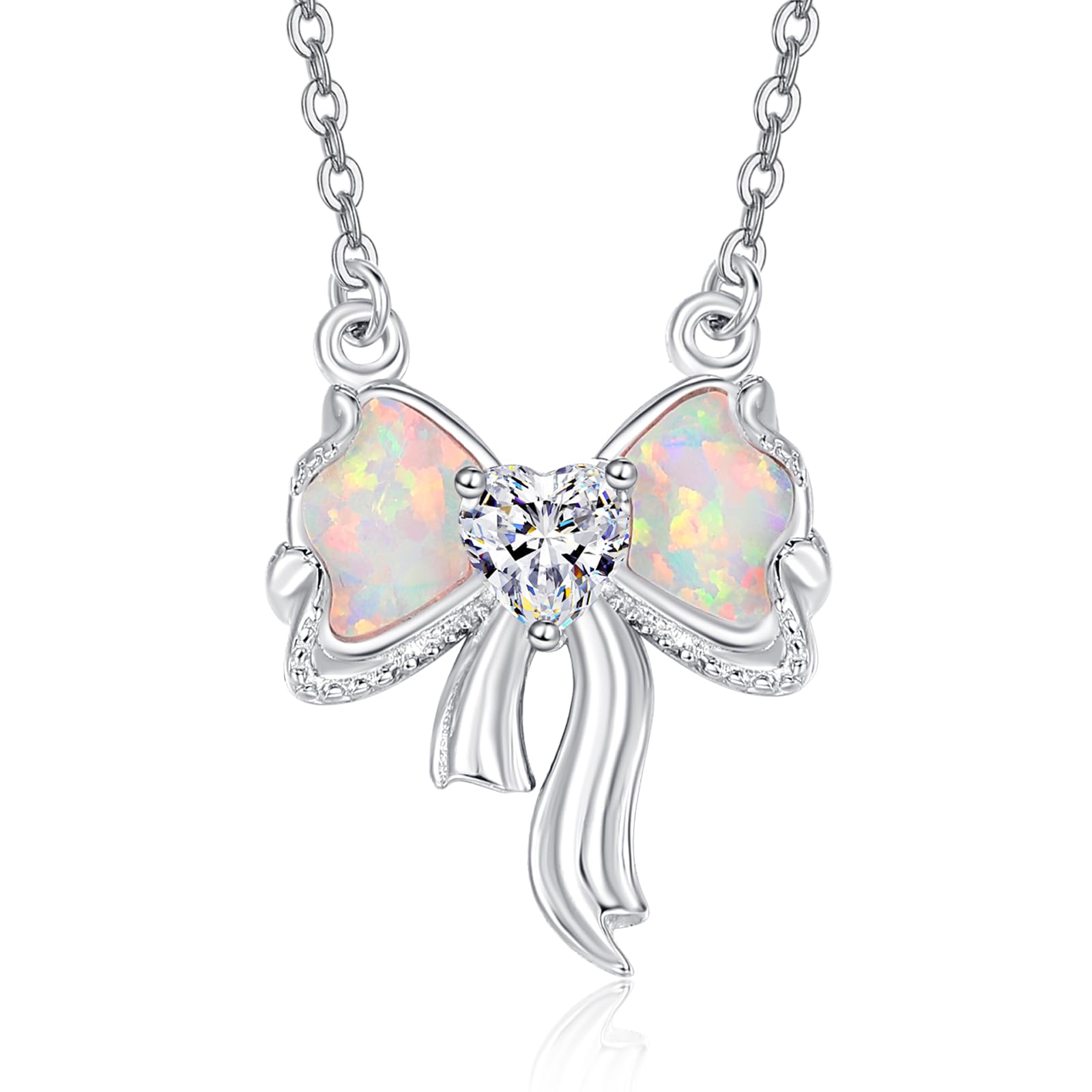 TANGPOET Butterfly Bowknot Necklace for Women 925 Sterling Silver