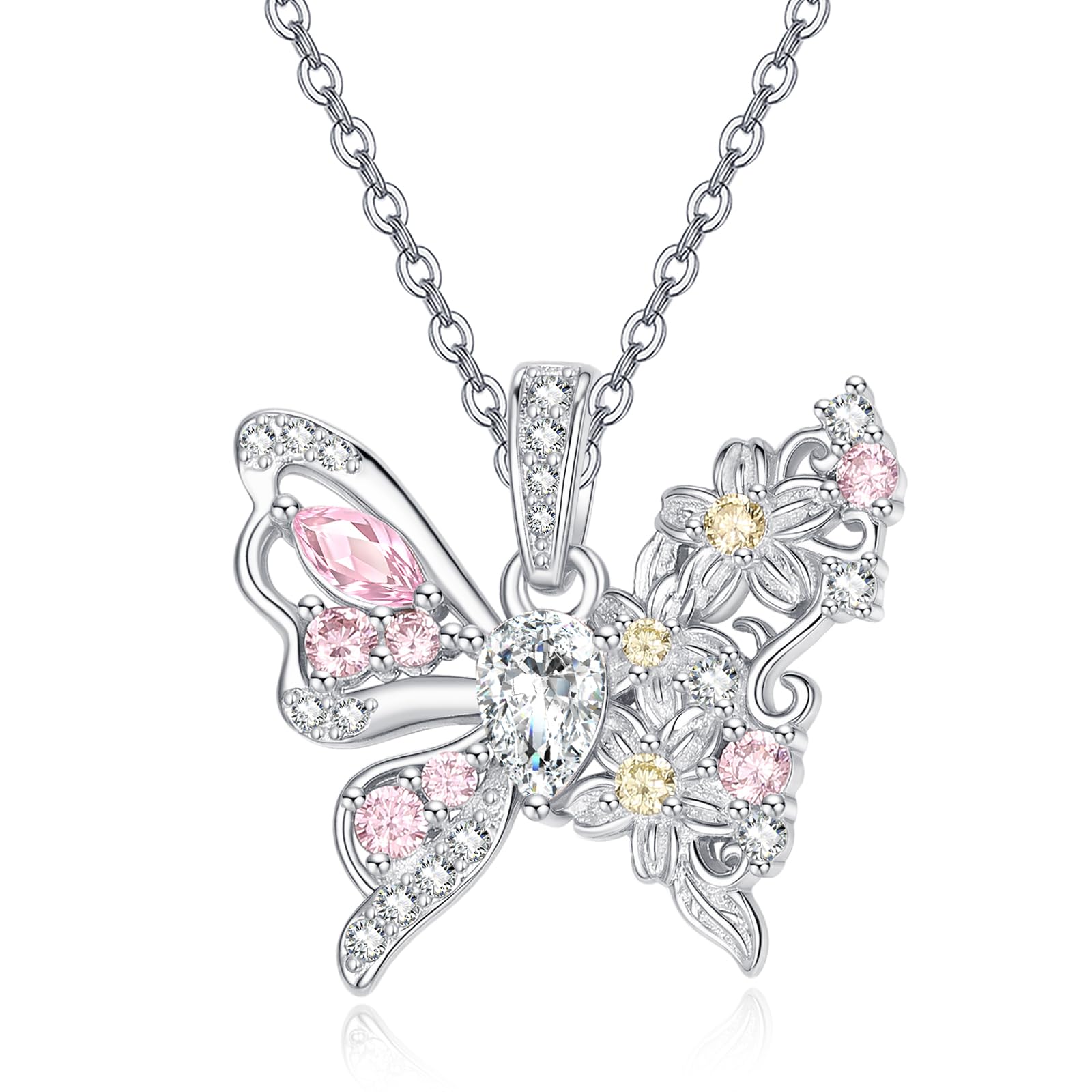TANGPOET Butterfly Necklace for Women 925 Sterling Silver