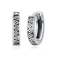 thumbnail image 1 of TANGPOET Celtic Knot Earrings Men Silver Huggies Earrings for Men, 1 of 6