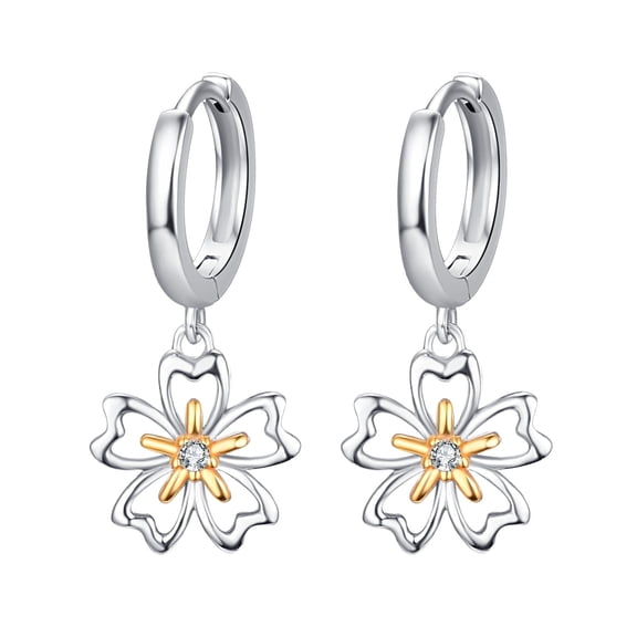 TANGPOET Daisy Drop Earrings for Women 925 Sterling Silver Floral CZ Jewelry