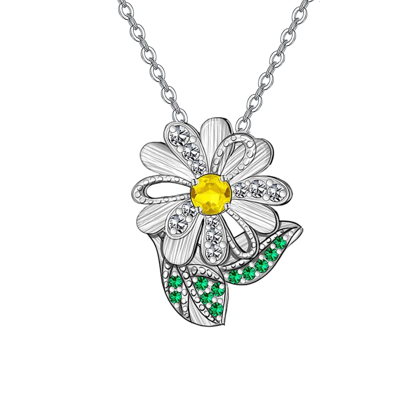 TANGPOET Daisy Necklace 925 Sterling Silver Jewelry Gift for Women