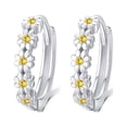 thumbnail image 1 of TANGPOET Daisy Silver Hoop Earrings 18K White Gold Plated 925 Sterling Silver Earrings for Women Jewelry Birthday Christmas Gift, 1 of 5