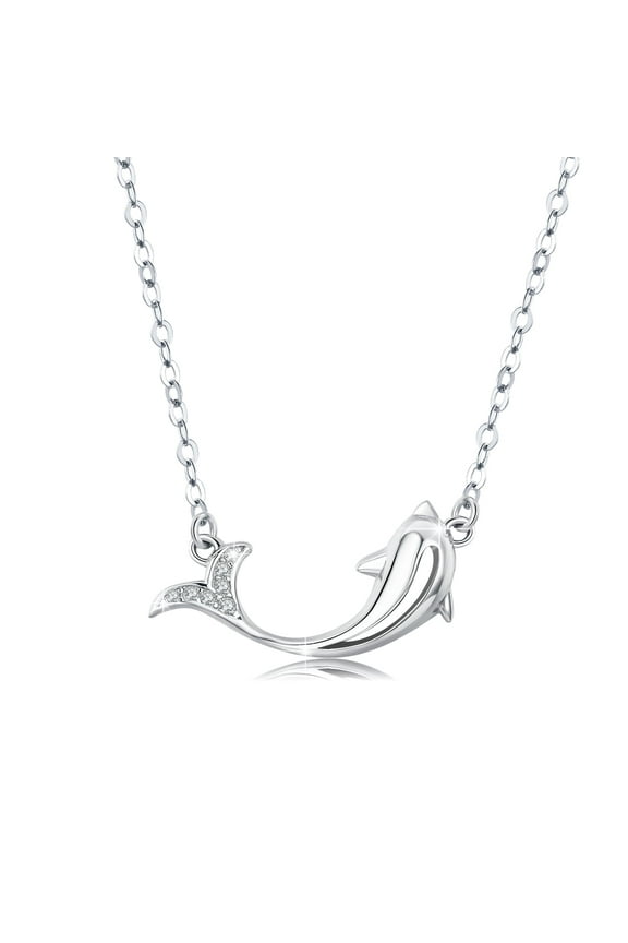 Dolphin Necklace Dolphin Jewelry, 925 Sterling Silver Pendant Necklaces for Women Animal Ocean Birthday Gifts