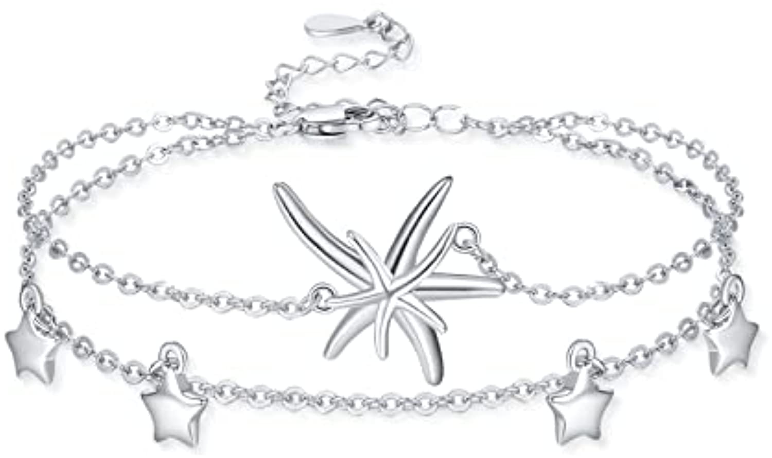 925 Sterling Silver Double Starfish Bracelet Jewelry for Women Girls Daughter Bracelets Daily Gifts