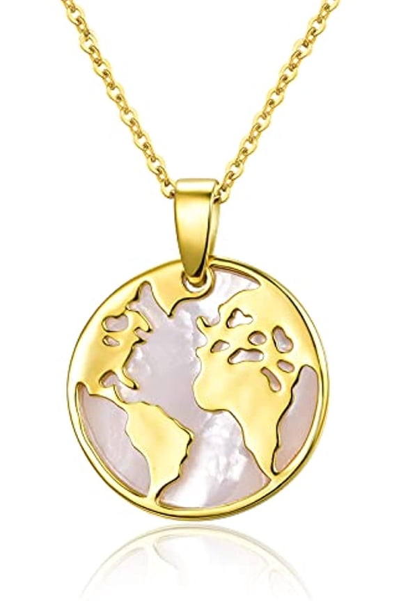Earth Necklace White Abalone Shell S925 Female Pendant Gold Plated