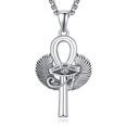 thumbnail image 1 of TANGPOET Egyptian Ankh Winged Eye Pendant Necklace, 925 Sterling Silver Unisex Symbolic Statement Jewelry, 1 of 1