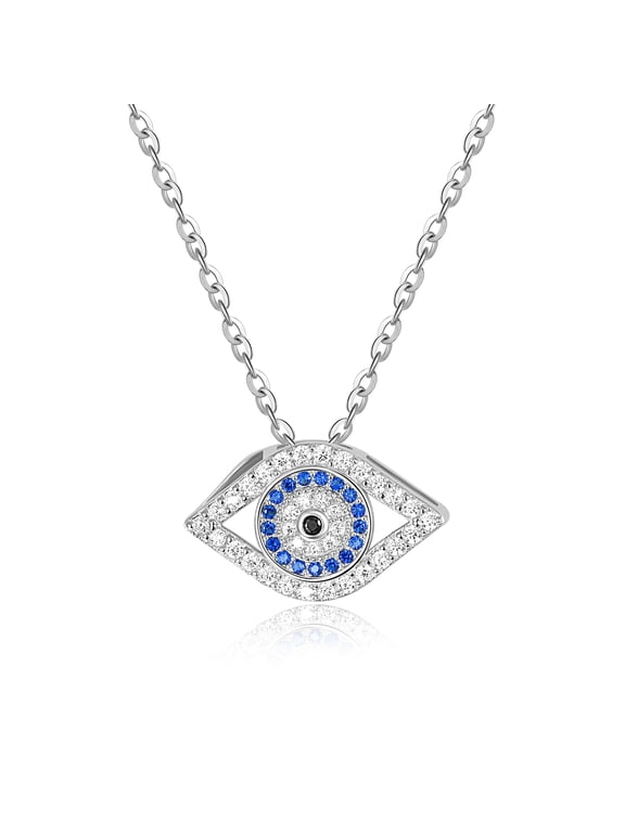 Evil Eye Necklace Sterling Silver Women Classic Evil Eye Non Tarnish Jewelry Gift for Birthday Wife Her
