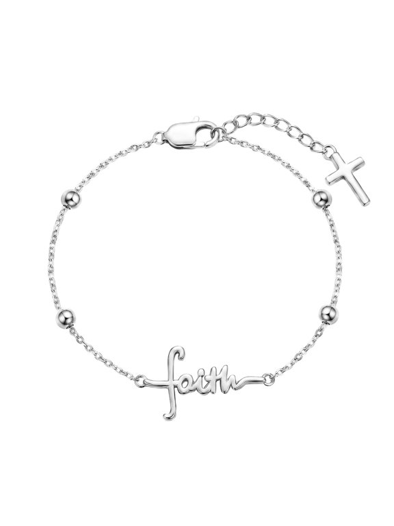 Faith Cross Bracelet for Women Dainty Rosary Bracelet