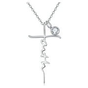 TANGPOET Faith Cross Necklace for Women Girls 925 Sterling Silver Faith Cross Religious Pendant Necklaces Jewelry Gift