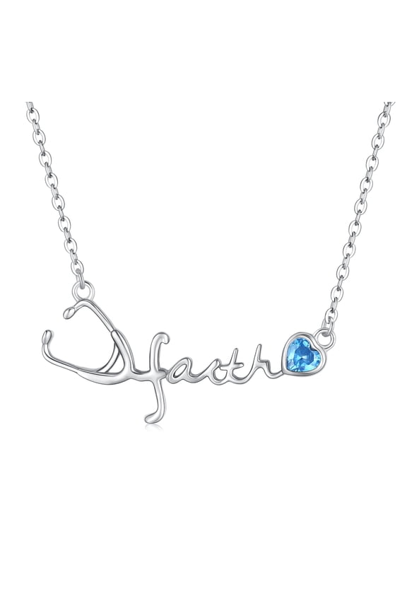 Faith Necklace Pendant 925 Sterling Silver for Doctors Nurses Women