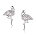 thumbnail image 1 of TANGPOET Flamingo Stud Earrings Female Sterling Silver Hypoallergenic Earrings Silver Pink Zircon, 1 of 7