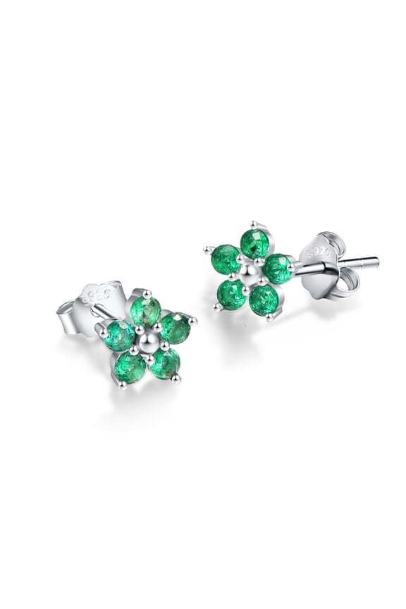 Flower Earrings Green Dainty Flower Sterling Silver Earring Jewelry Birthday Gifts Hypoallergenic