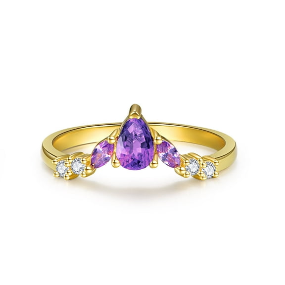 TANGPOET Golden Crown Female Ring Sterling Silver With Gemstones For Women Purple Rings Jewelry