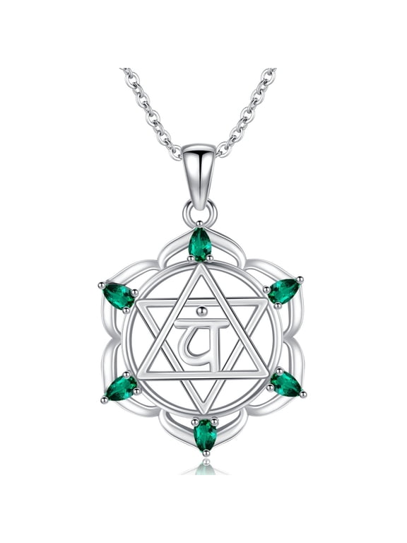 Heart Chakra Necklace for Women Sterling Silver Anahata Spiritual Pendant with Green Healing Stone Jewelry Reiki Meditation Gifts for Yoga Lovers Mothers Day Birthday Christmas