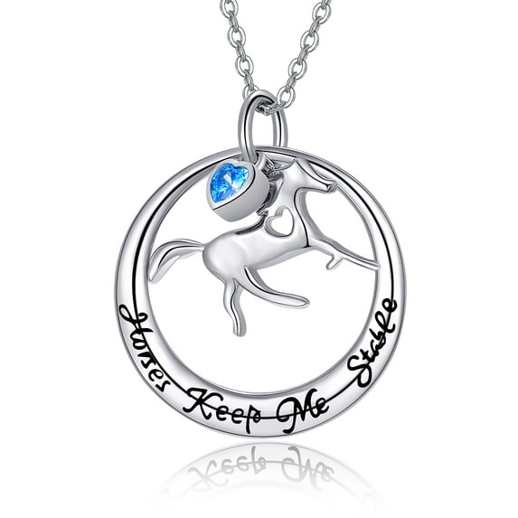 TANGPOET Horse Gifts for Women 925 Sterling Silver Horse Necklace Horse Keep Me Stable Jewelry for Women Mom Daughter