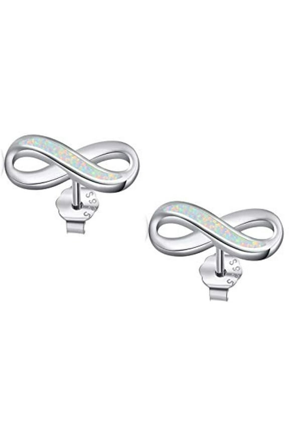 Infinity Eternity Opal Earrings Stud for Women 925 Sterling Silver Infinity Love Jewelry Birthday Gifts for Women Her