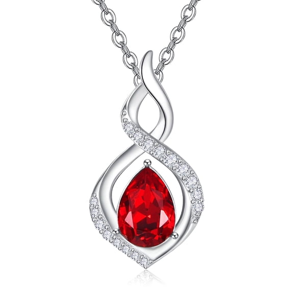TANGPOET Infinity Garnet Necklace for Women Sterling Silver January Birthstone Garnet Pendant Necklace Infinite Jewelry Anniversary Birthday Gifts for Mom Wife Her