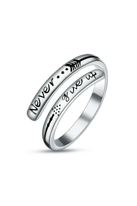 Inspirational 925 Sterling Silver Ring Personalized Jewelry Gift Adjustable for Women Friends Her Birthday Graduation