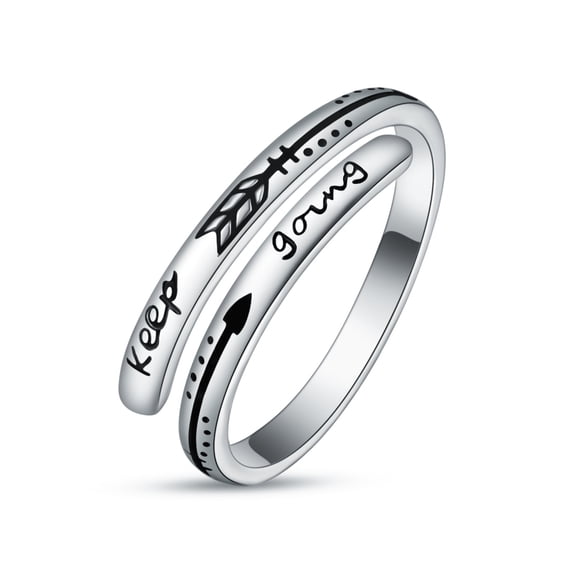 TANGPOET Inspirational Rings for Women 925 Sterling Silver Ring Personalized Jewelry Birthday Graduation Gifts 7-9 Adjustable