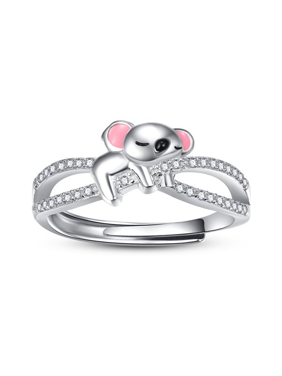 Koala Ring Sterling Silver Koala Rings for Women Adjustable Animal Rings Koala Jewelry Gifts for Women
