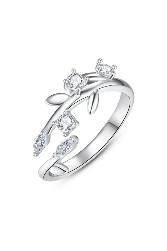 Leaf Rings 925 Sterling Silver Rings CZ Wedding Engagement Band Jewelry Gifts for Women Mother Mom Wife