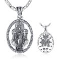thumbnail image 1 of TANGPOET S925 Sterling Silver Miraculous Medal Necklace, Double Sided Virgin Mary Pendant Jewelry for Men Women Daily Wear, 1 of 5