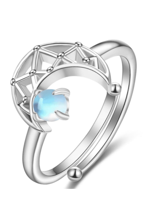 Moon Rings for Women 925 Sterling Silver Crescent Moon Ring Open Adjustable Womens Ring Gift Christmas Birthday